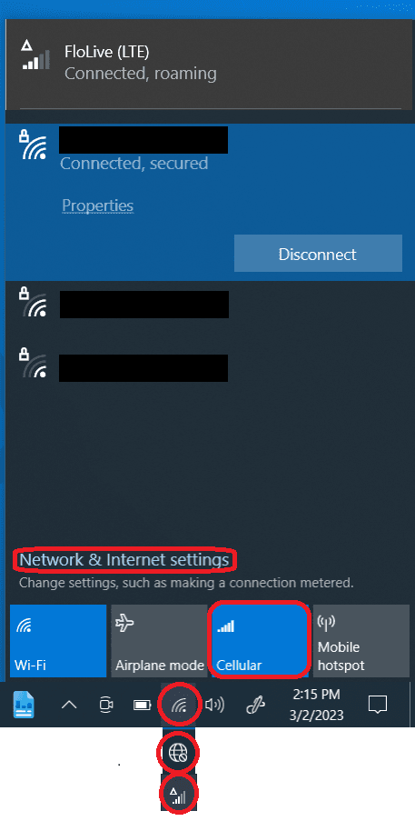 Internet icons in the task bar