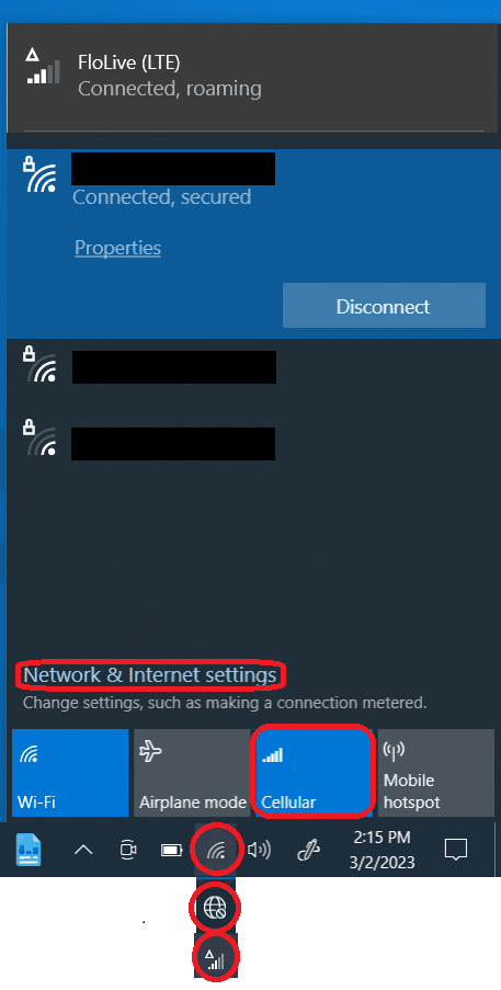 Internet icons in the task bar
