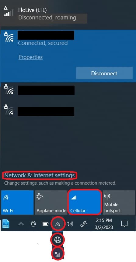 Internet icons in the task bar