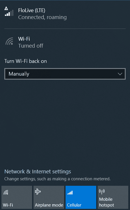 Connected, roaming status