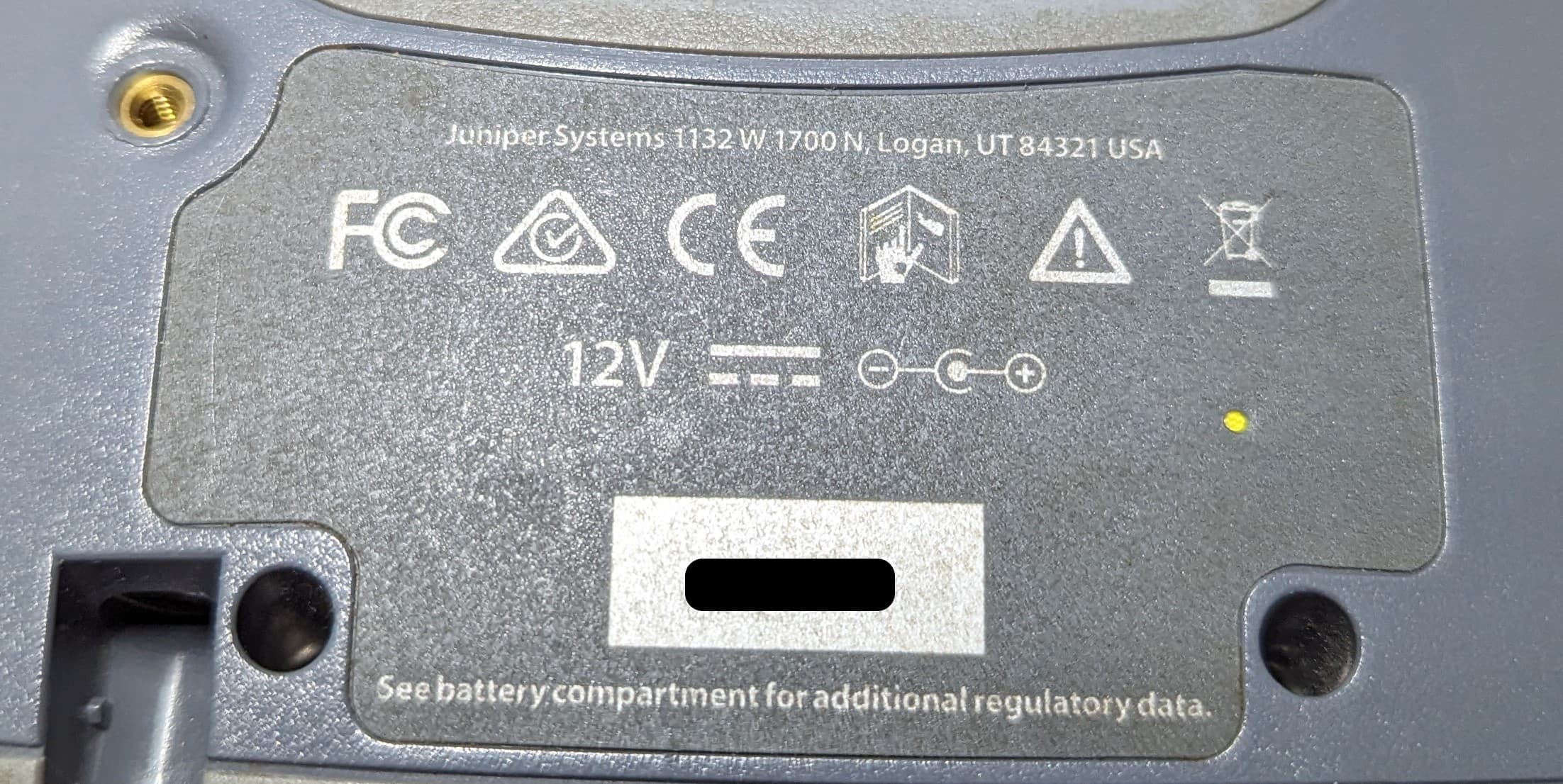 Serial number on the back of the tablet
