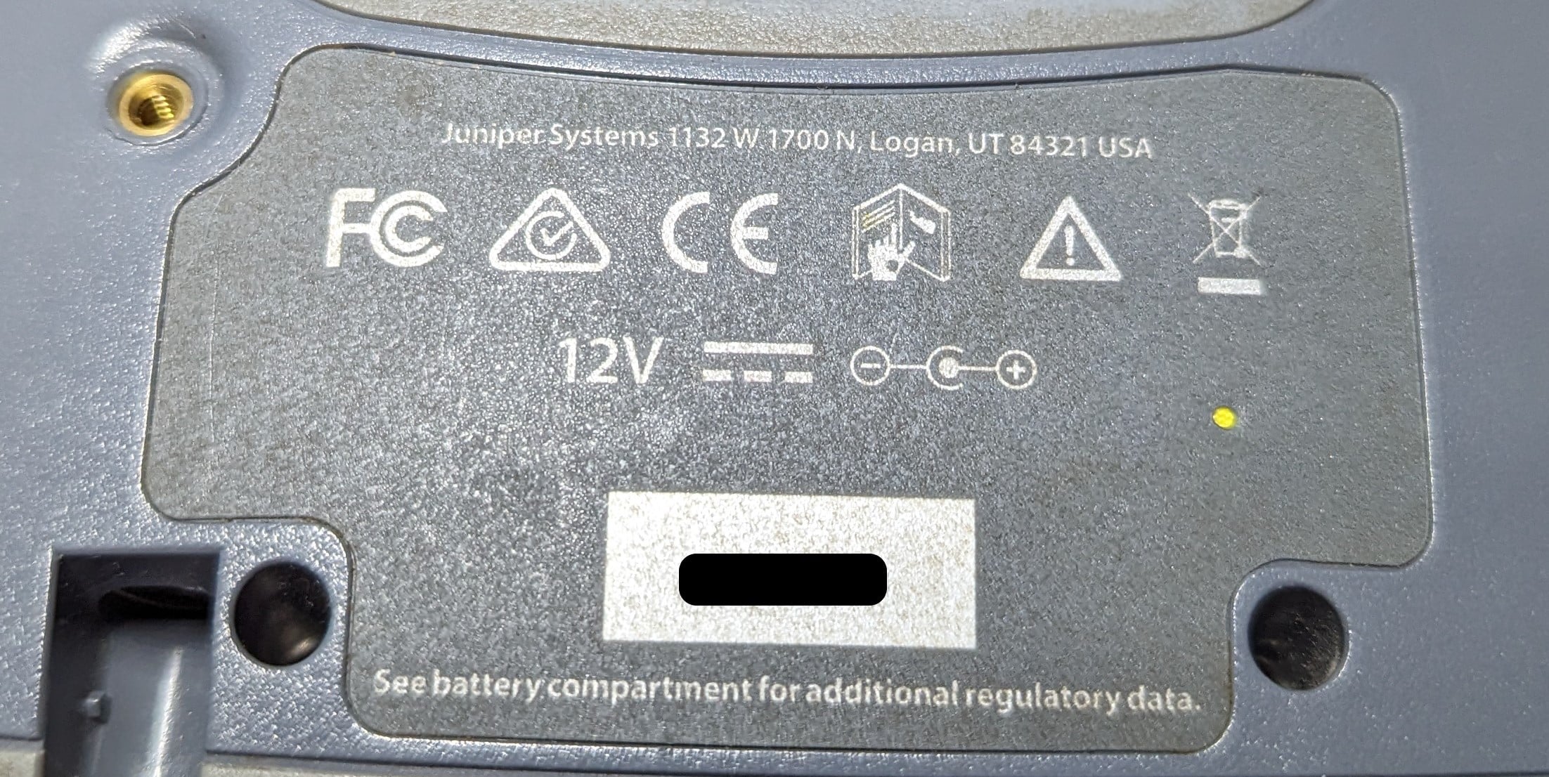Serial number on the back of the tablet