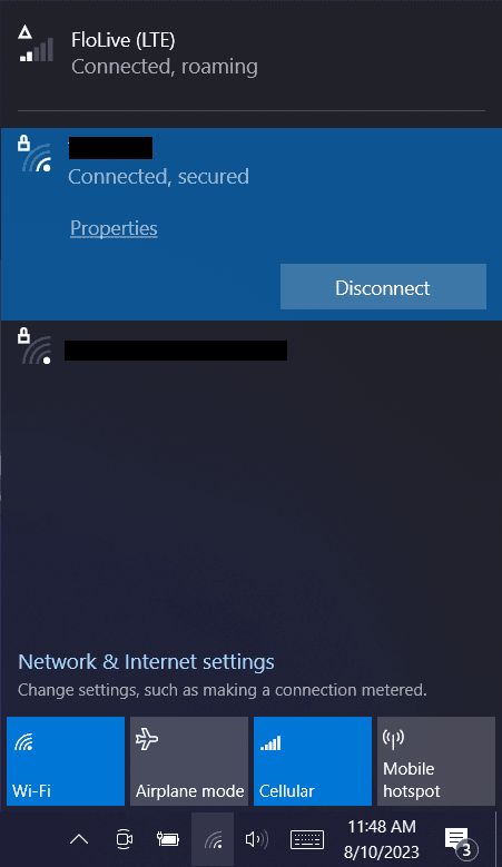 System tray internet status