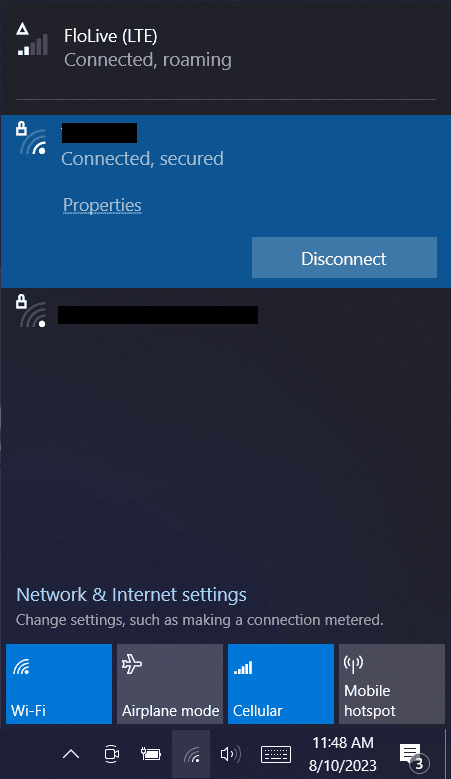 System tray internet status