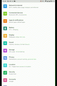Network & Internet settings