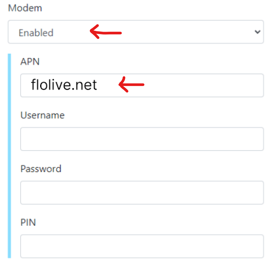 Set the APN in the Viking Web UI
